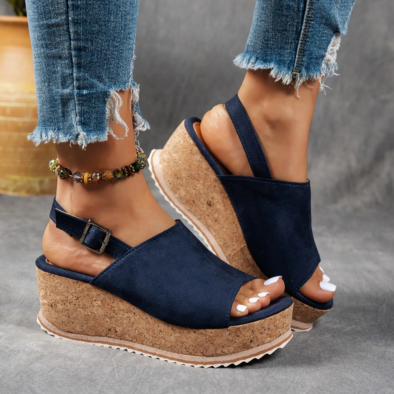 Wedge Peep-Toe Sandals