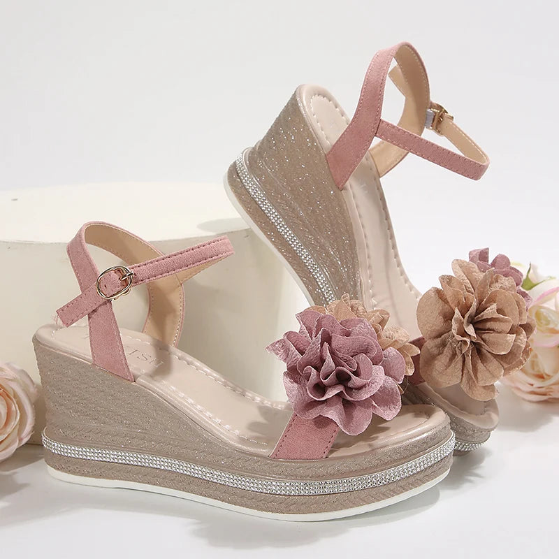 Flower Wedge Sandals