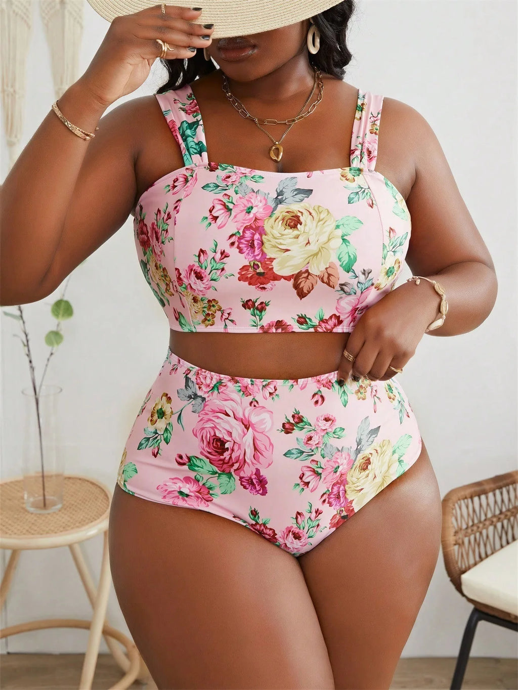 Floral Bikini High Waist Bottoms Set