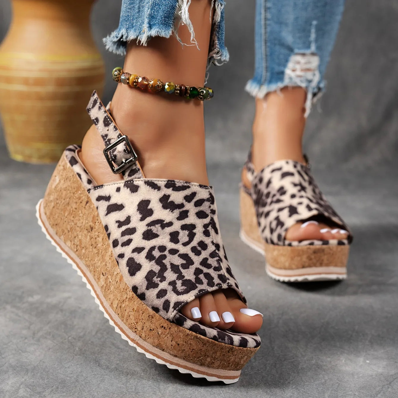Wedge Peep-Toe Sandals