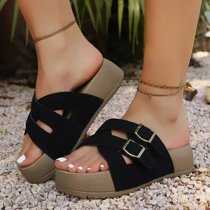 Platform Sandals with Buckle