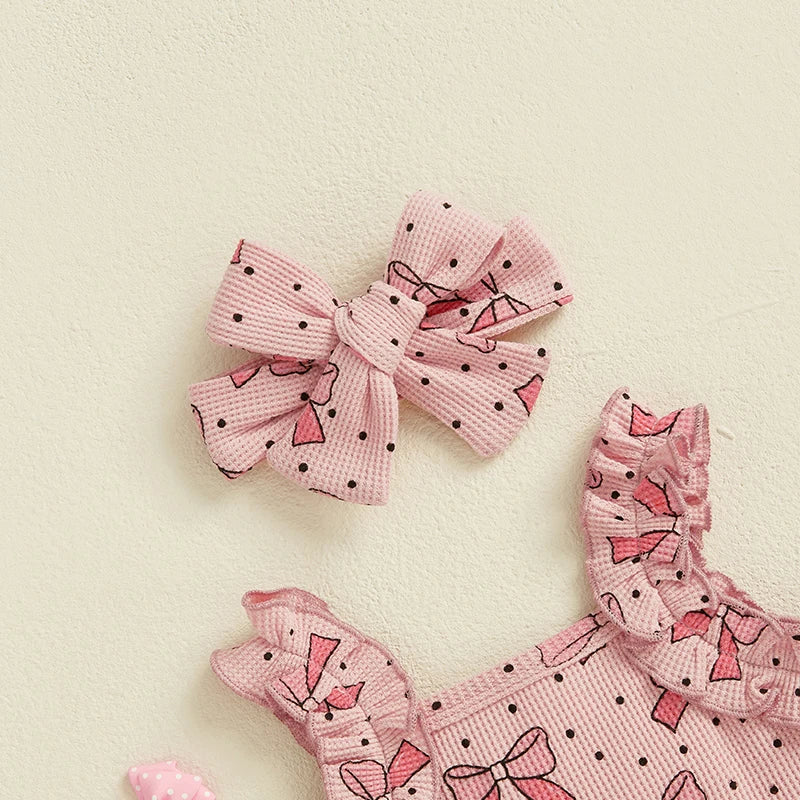 Bow Romper and Booties with Headband