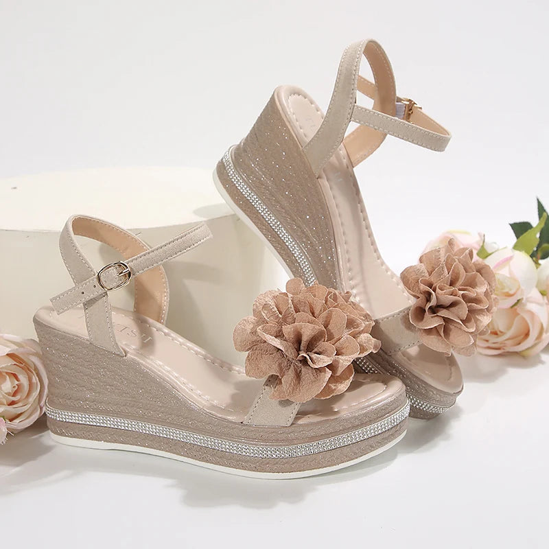 Flower Wedge Sandals