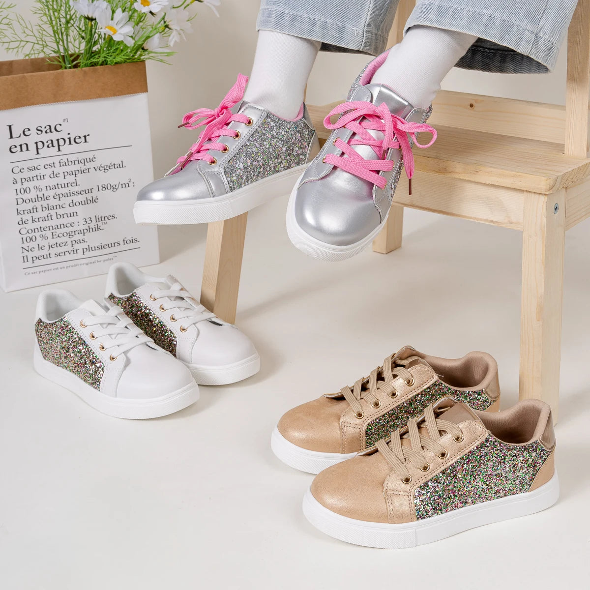 Girls Glitter Sneakers