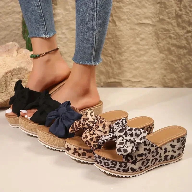 Platform Sandals with Bow