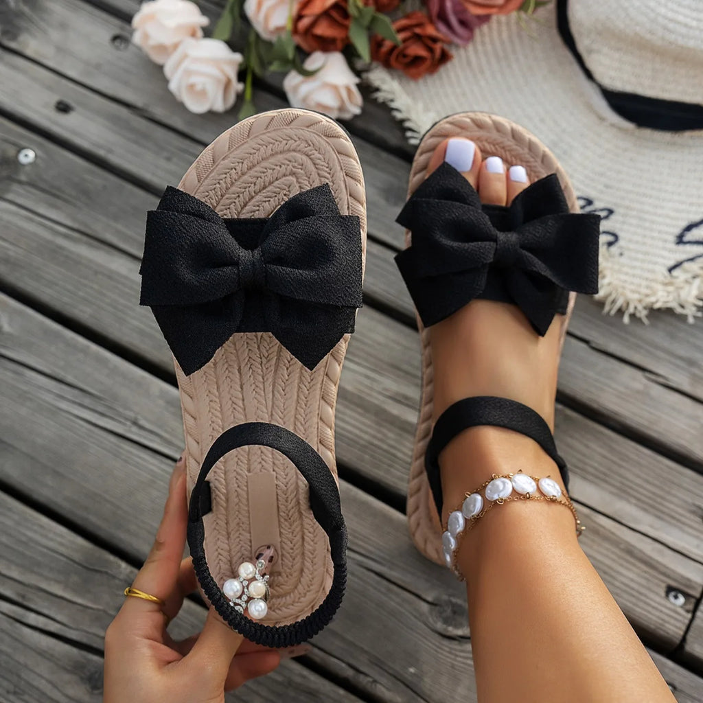 Peep-Toe Flats with Bow