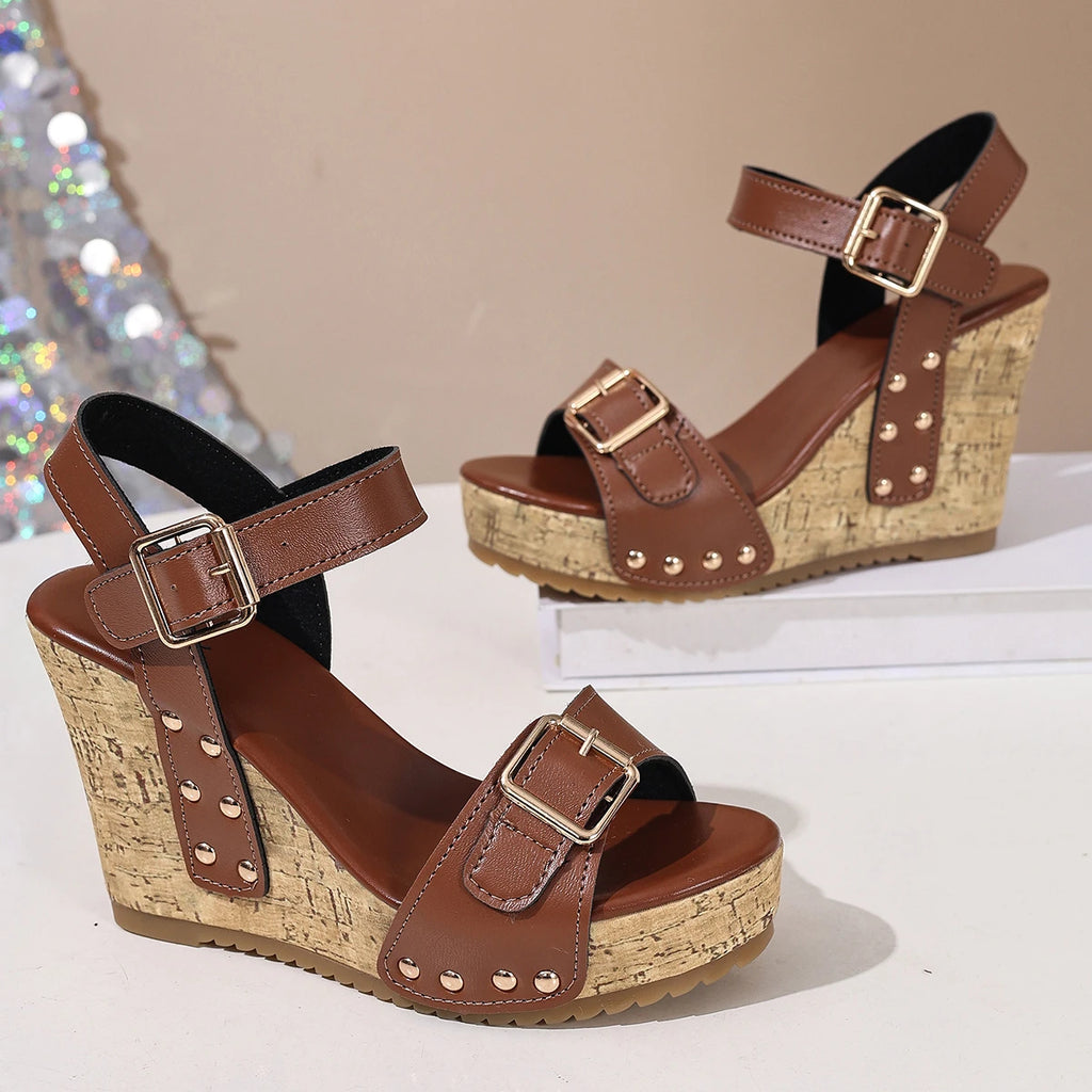 Wedge Sandals with Buckle