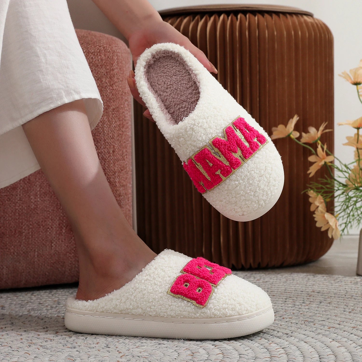Best Mama Fuzzy House Slippers