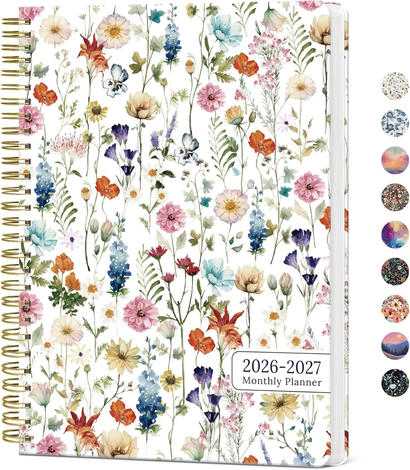 2026-2027 Monthly Planner Calendar, 24-Month Wildflowers Design, 7x10 Inches for School Office Home