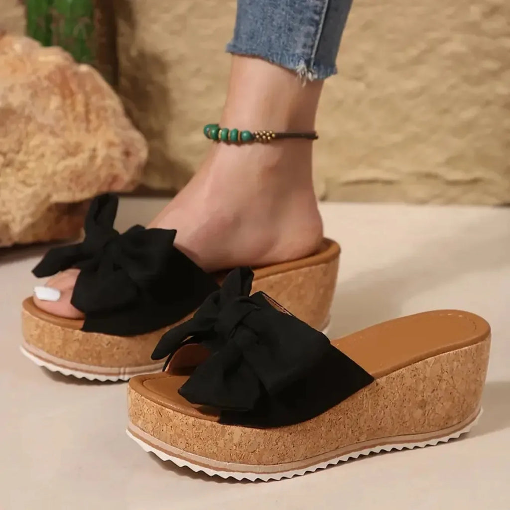 Platform Sandals with Bow