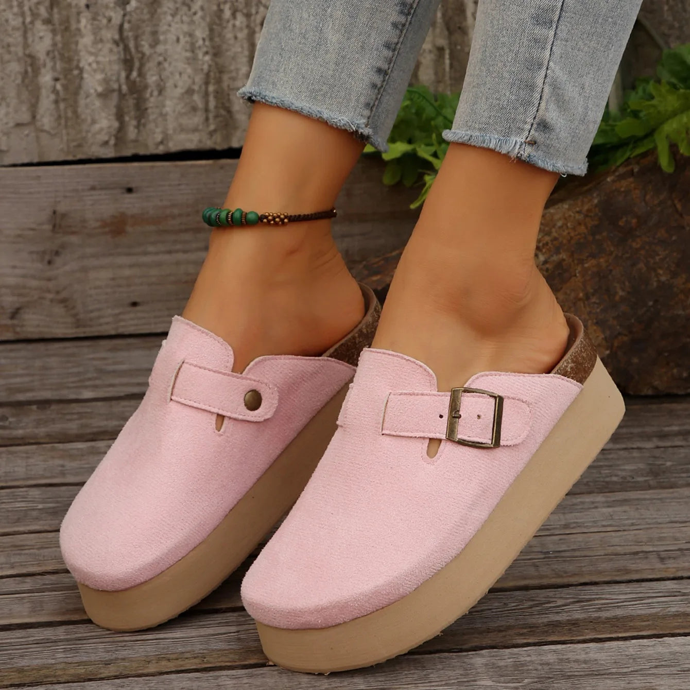 Platform Clogs with Buckle