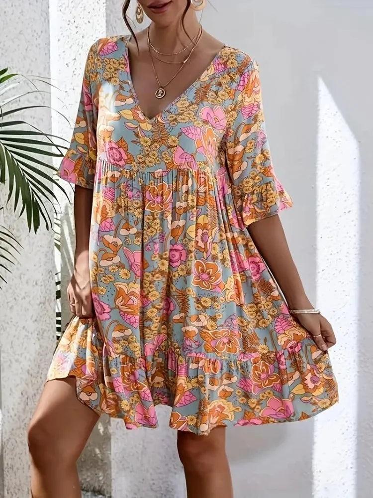 Floral Ruffle Hem Dress