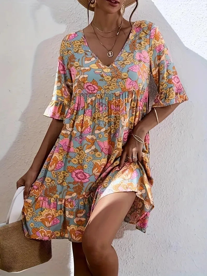 Floral Ruffle Hem Dress