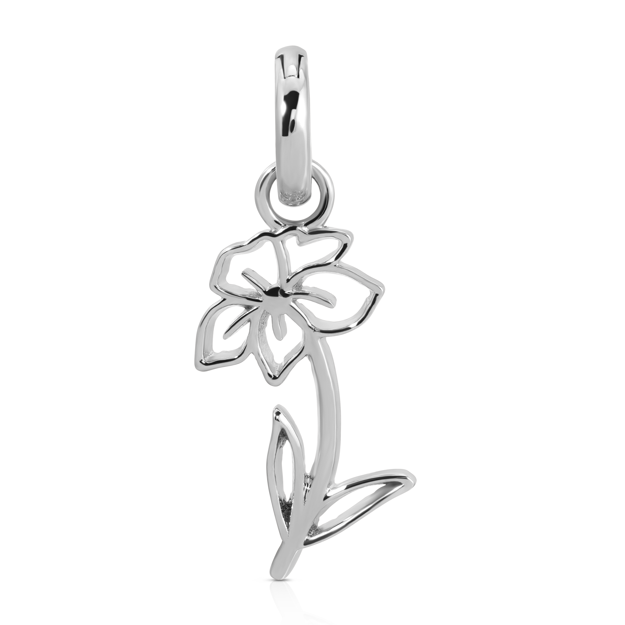 March Aquamarine Birthstone Charm - Flower (Daffodil)
