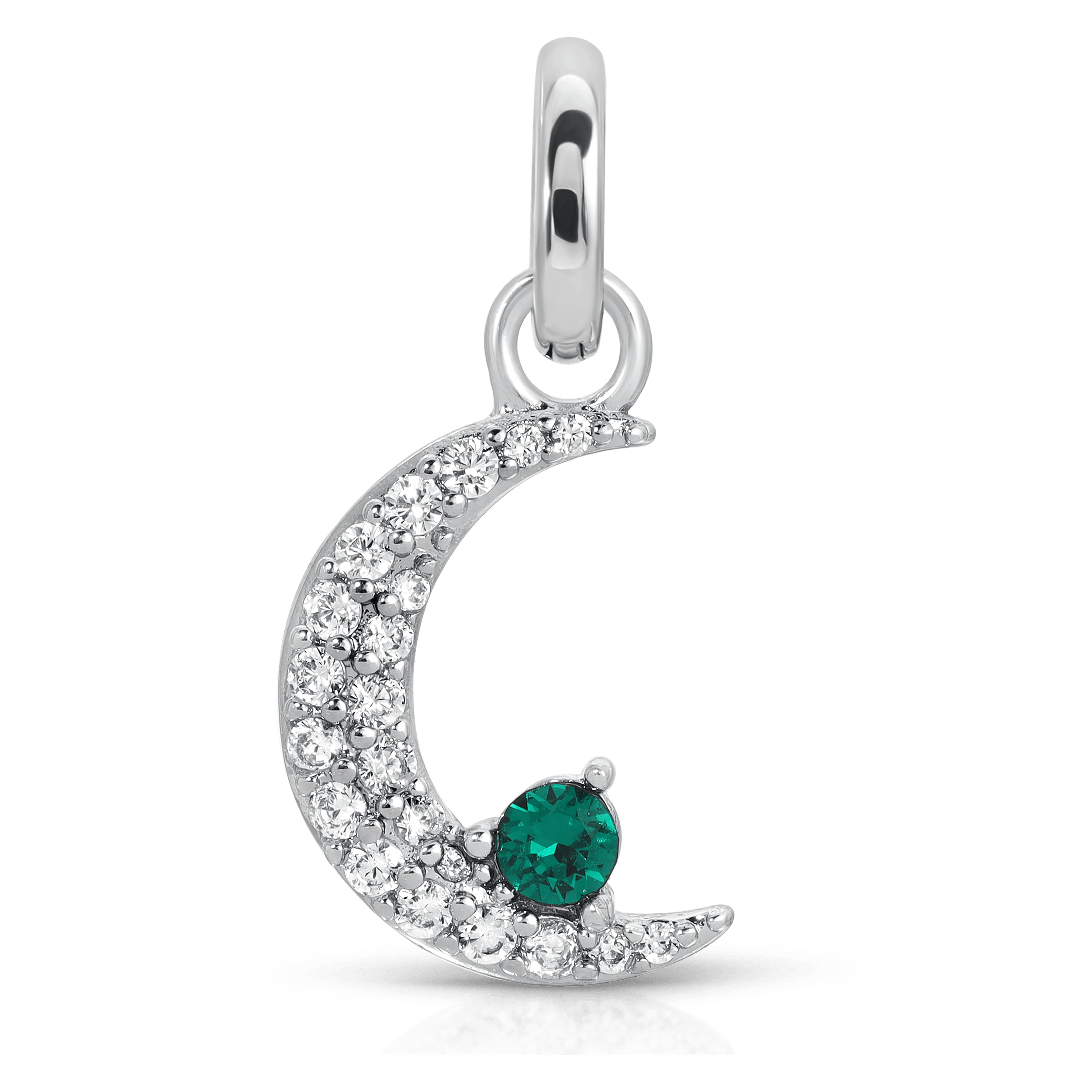 May Emerald Birthstone Charm - Moon