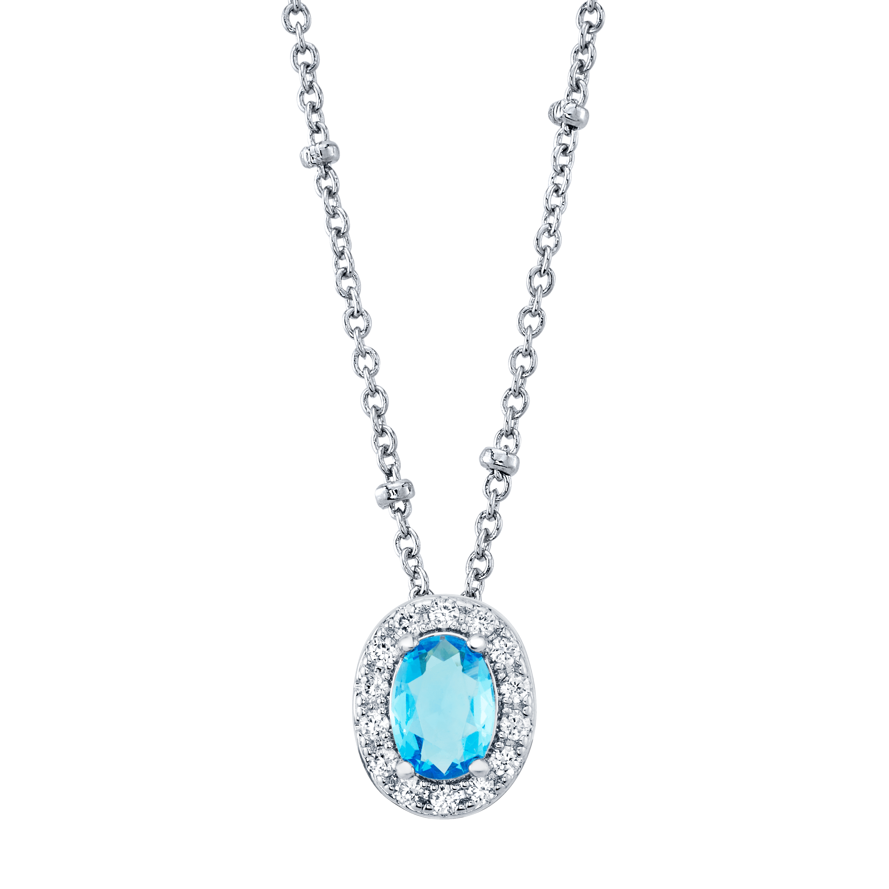 Blue Zircon Birthstone Necklace (December)